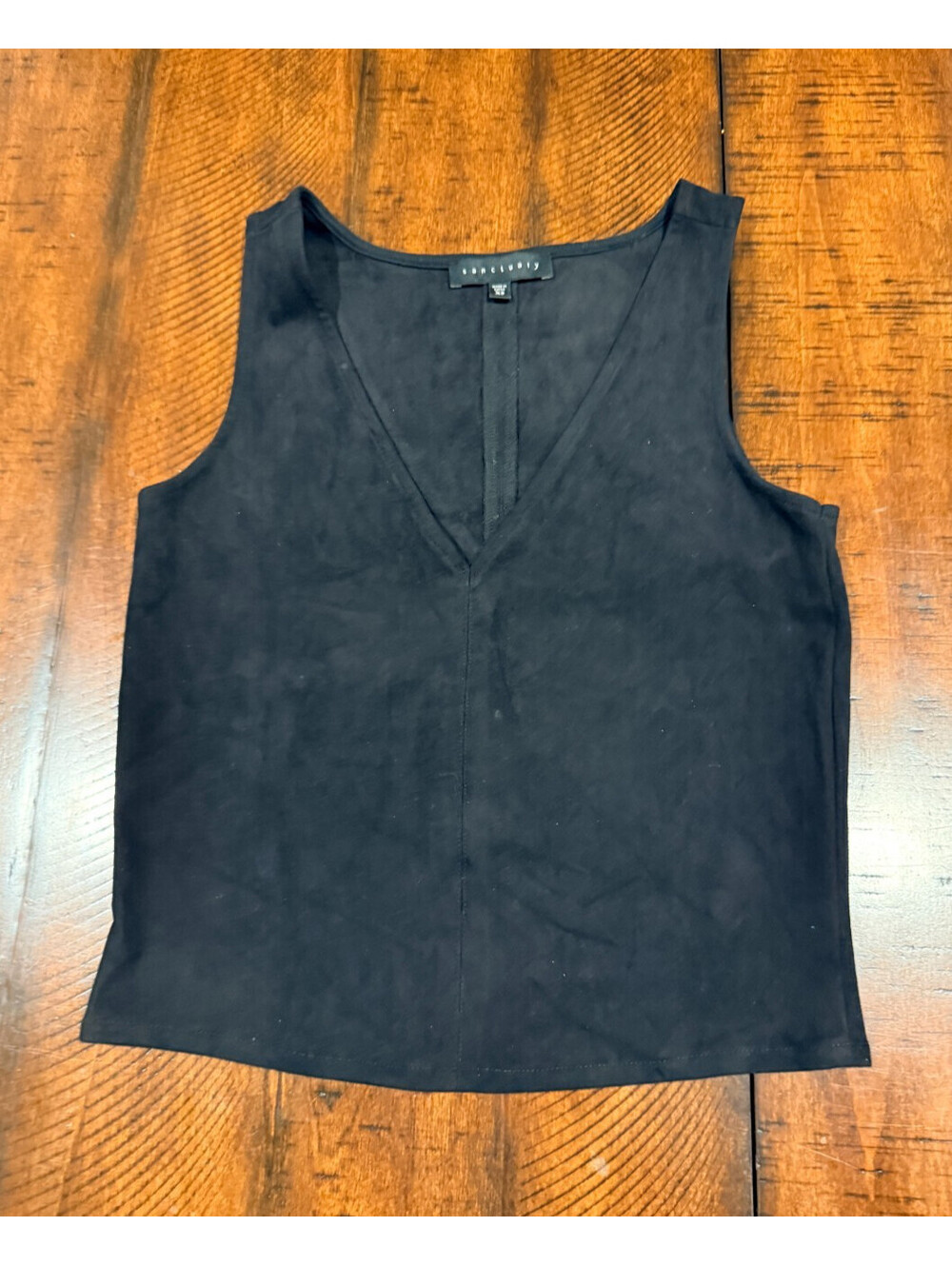 Sanctuary Black Faux Suede V Neck Sleeveless Tank Top Womens XS